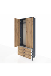 Arges Dolap 2 Raflı 3 Çekmeceli Tek Askılı 88x30x221 - S30M019V6A