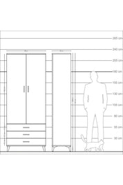 Arges Dolap 2 Raflı 3 Çekmeceli Tek Askılı 88x30x221 - S30M019V6A