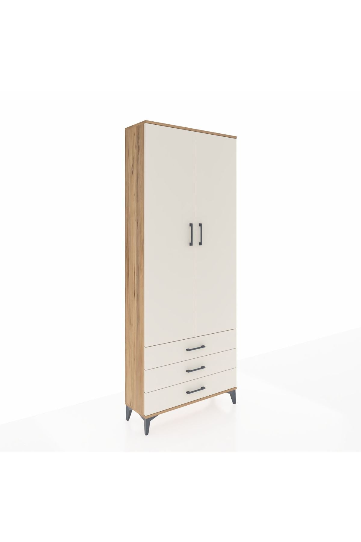 Arges Dolap 2 Raflı 3 Çekmeceli Tek Askılı 88x30x221 - S30M019V7A
