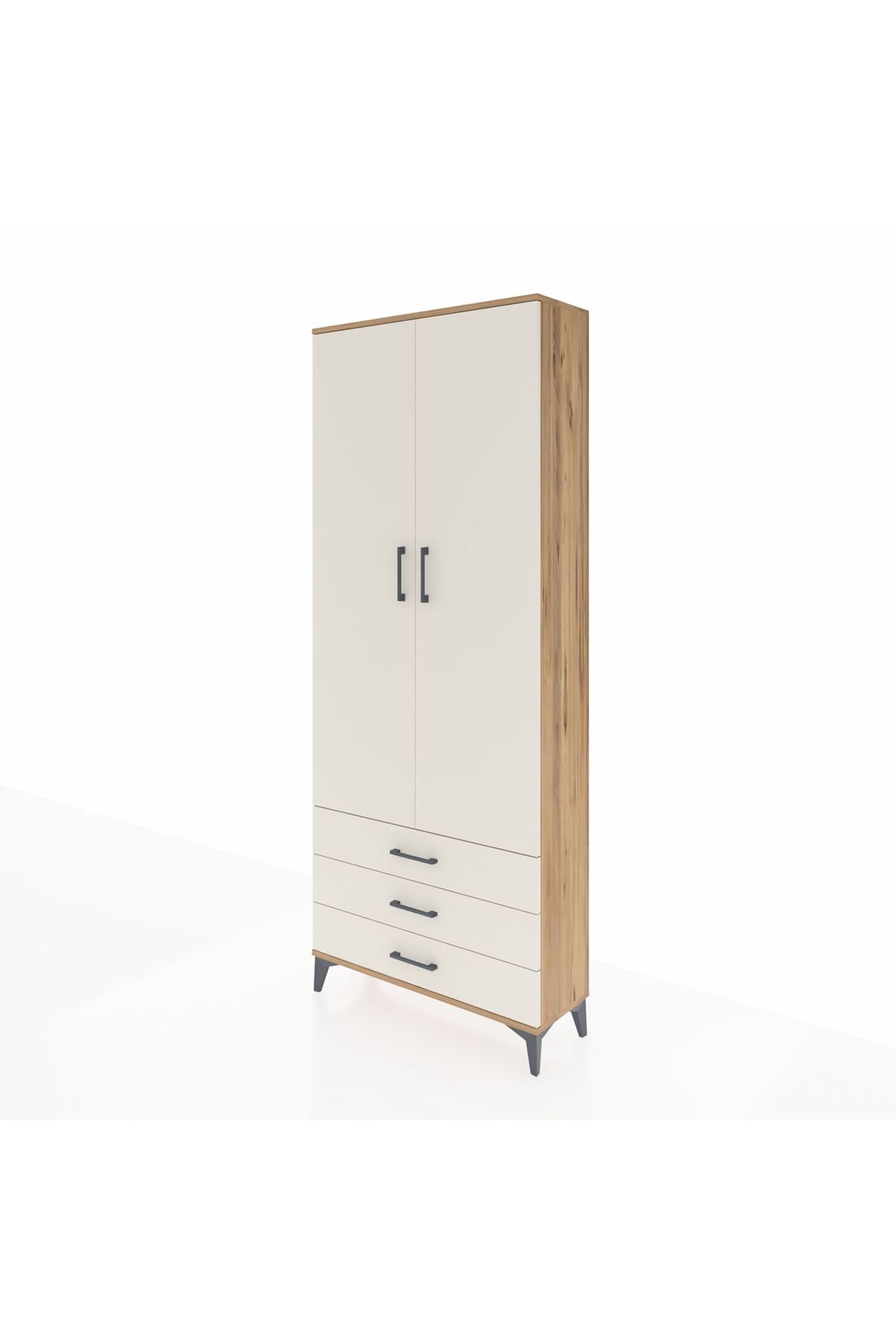 Arges Dolap 2 Raflı 3 Çekmeceli Tek Askılı 88x30x221 - S30M019V7A
