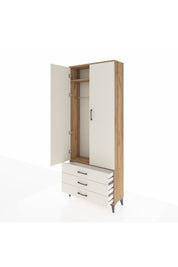 Arges Dolap 2 Raflı 3 Çekmeceli Tek Askılı 88x30x221 - S30M019V7A