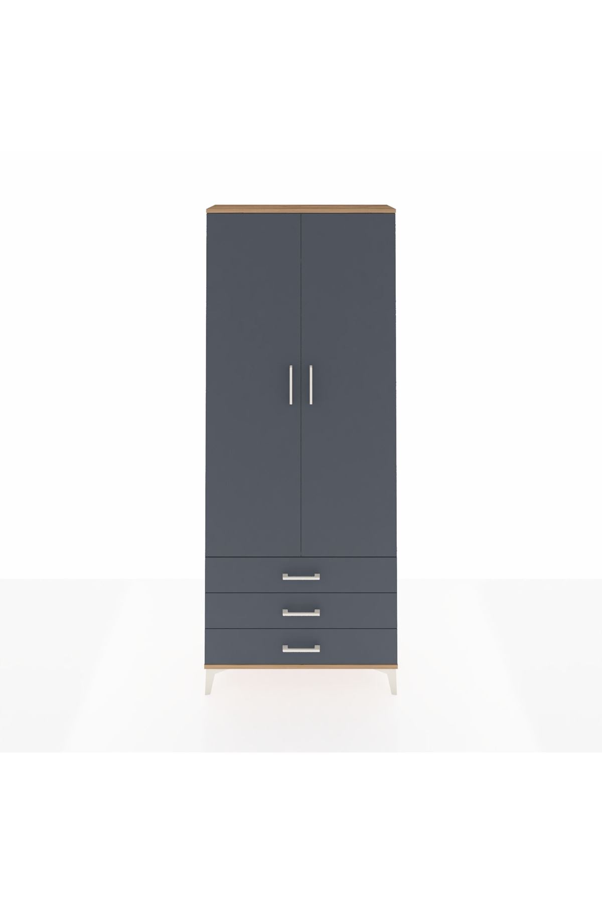 Arges Dolap 2 Raflı 3 Çekmeceli Tek Askılı 88x30x221 - S30M019V8A