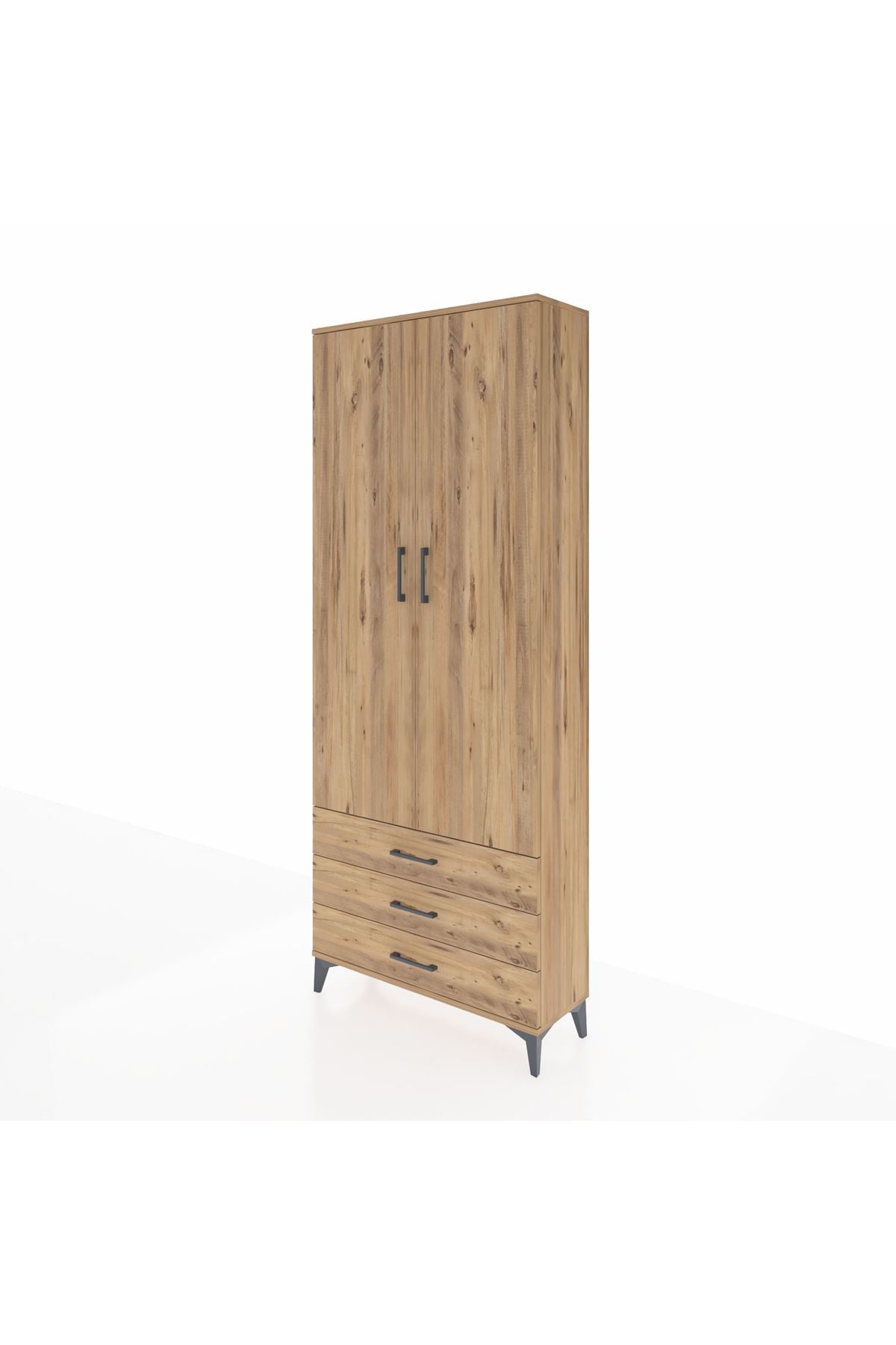 Arges Dolap 2 Raflı 3 Çekmeceli Tek Askılı 88x30x221 - S30M019V9A