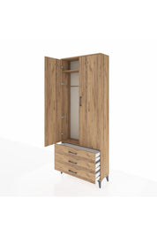 Arges Dolap 2 Raflı 3 Çekmeceli Tek Askılı 88x30x221 - S30M019V9A