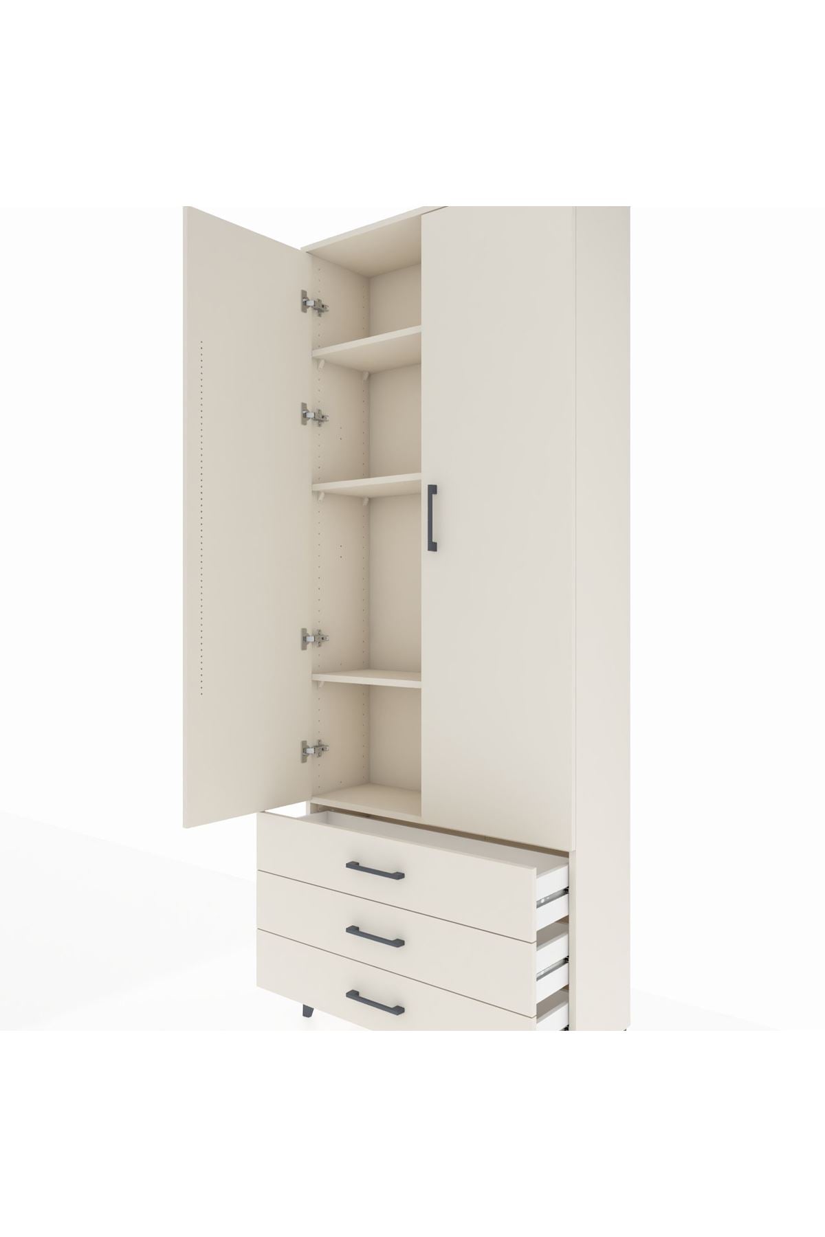 Arges Dolap 4 Raflı 3 Çekmeceli 2 Kapaklı 88x30x221 - S30M020V1A