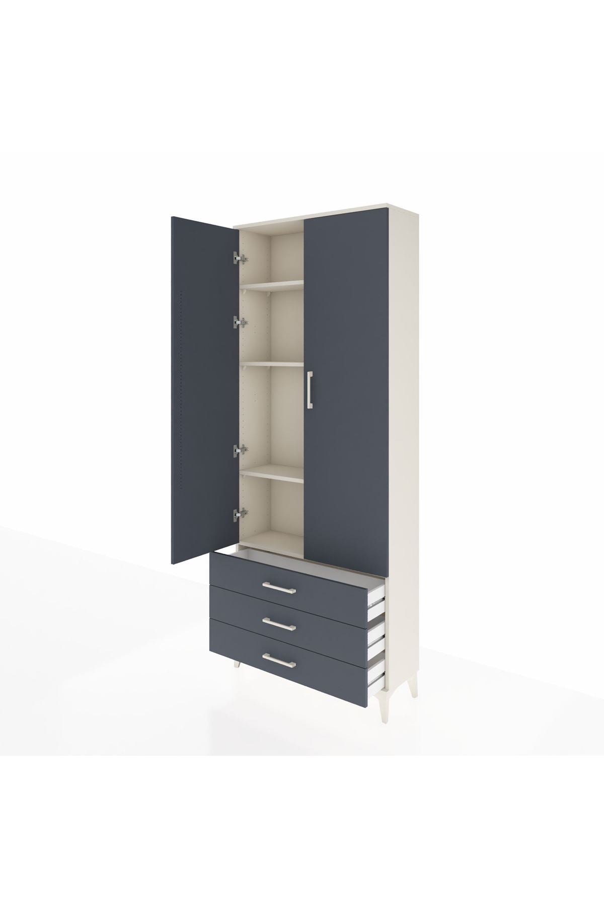 Arges Dolap 4 Raflı 3 Çekmeceli 2 Kapaklı 88x30x221 - S30M020V2A