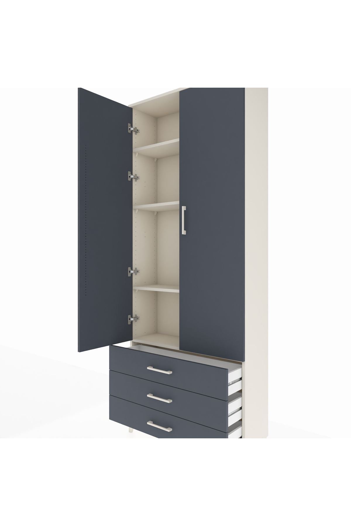 Arges Dolap 4 Raflı 3 Çekmeceli 2 Kapaklı 88x30x221 - S30M020V2A