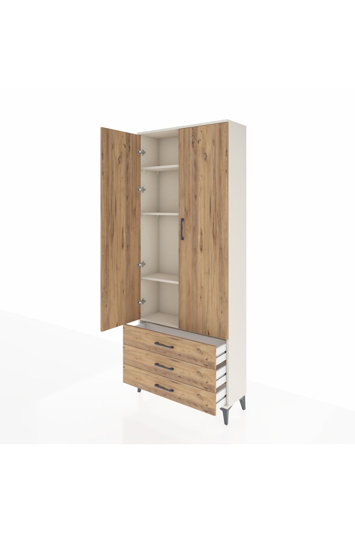 Arges Dolap 4 Raflı 3 Çekmeceli 2 Kapaklı 88x30x221 - S30M020V3A