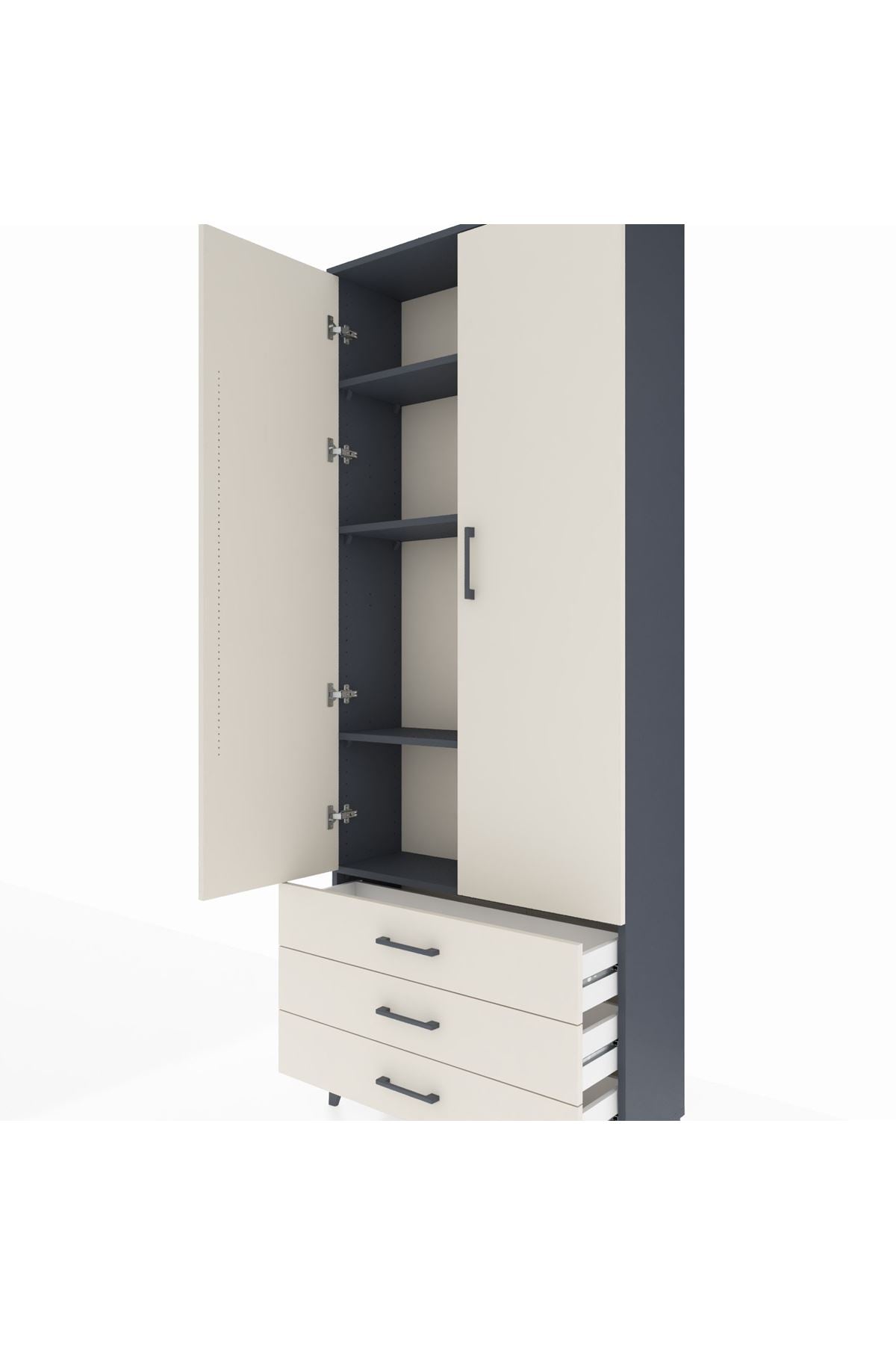 Arges Dolap 4 Raflı 3 Çekmeceli 2 Kapaklı 88x30x221 - S30M020V4A