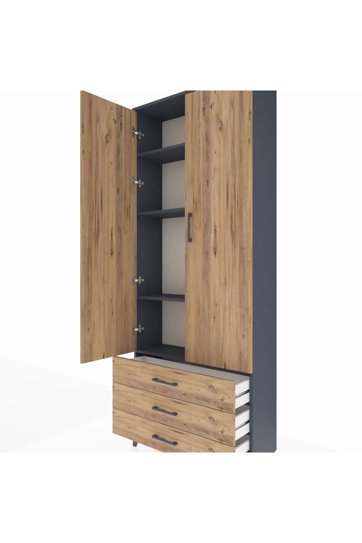 Arges Dolap 4 Raflı 3 Çekmeceli 2 Kapaklı 88x30x221 - S30M020V6A