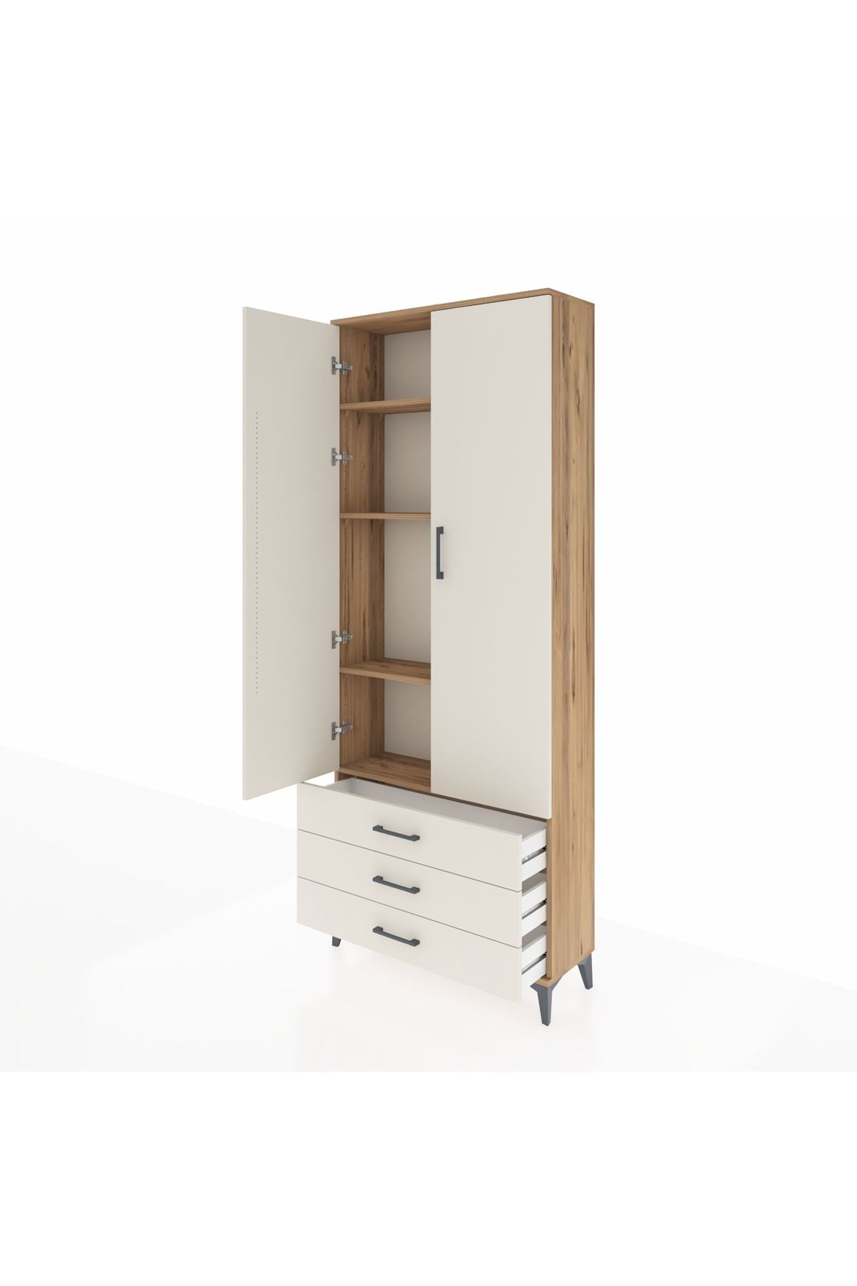 Arges Dolap 4 Raflı 3 Çekmeceli 2 Kapaklı 88x30x221 - S30M020V7A