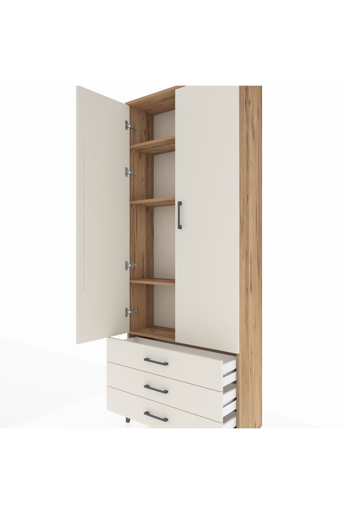 Arges Dolap 4 Raflı 3 Çekmeceli 2 Kapaklı 88x30x221 - S30M020V7A