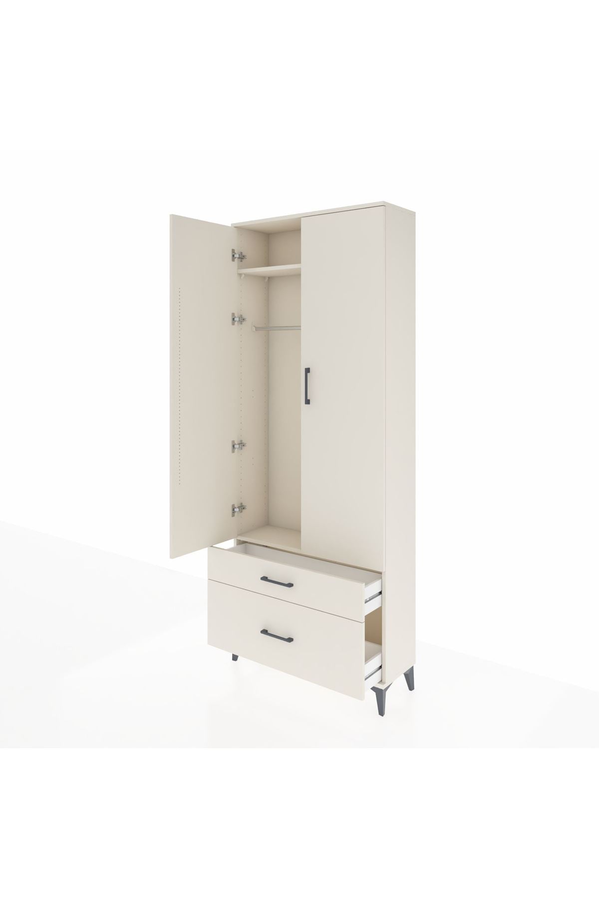 Arges Dolap 2 Raflı 2 Çekmeceli Tek Askılı 88x30x221 - S30M022V1A