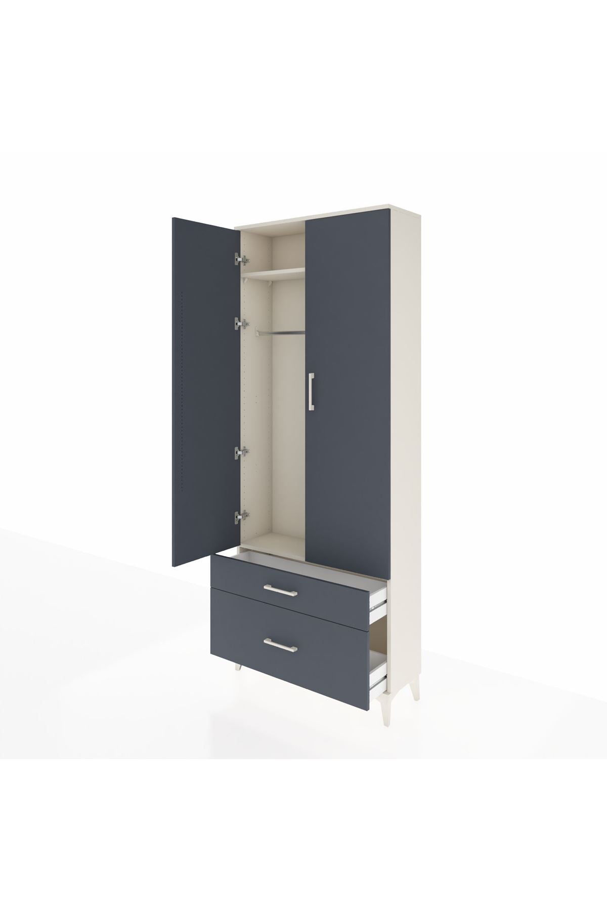 Arges Dolap 2 Raflı 2 Çekmeceli Tek Askılı 88x30x221 - S30M022V2A