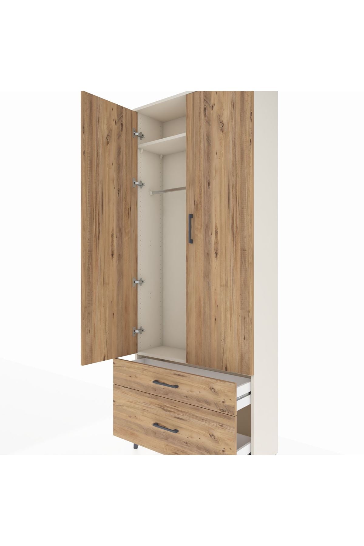 Arges Dolap 2 Raflı 2 Çekmeceli Tek Askılı 88x30x221 - S30M022V3A