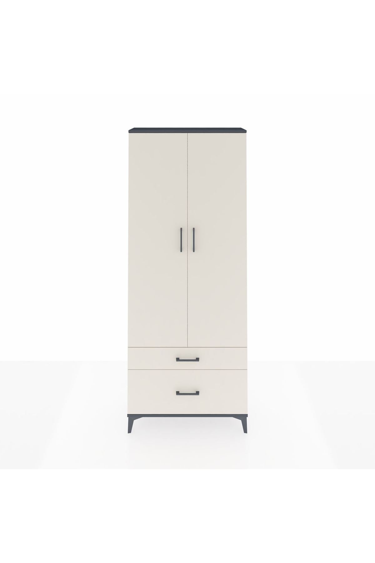 Arges Dolap 2 Raflı 2 Çekmeceli Tek Askılı 88x30x221 - S30M022V4A