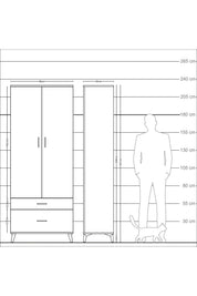 Arges Dolap 2 Raflı 2 Çekmeceli Tek Askılı 88x30x221 - S30M022V4A