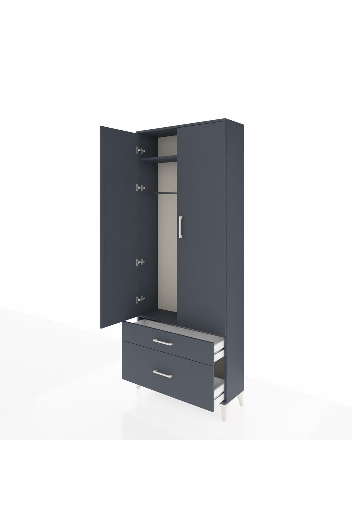 Arges Dolap 2 Raflı 2 Çekmeceli Tek Askılı 88x30x221 - S30M022V5A