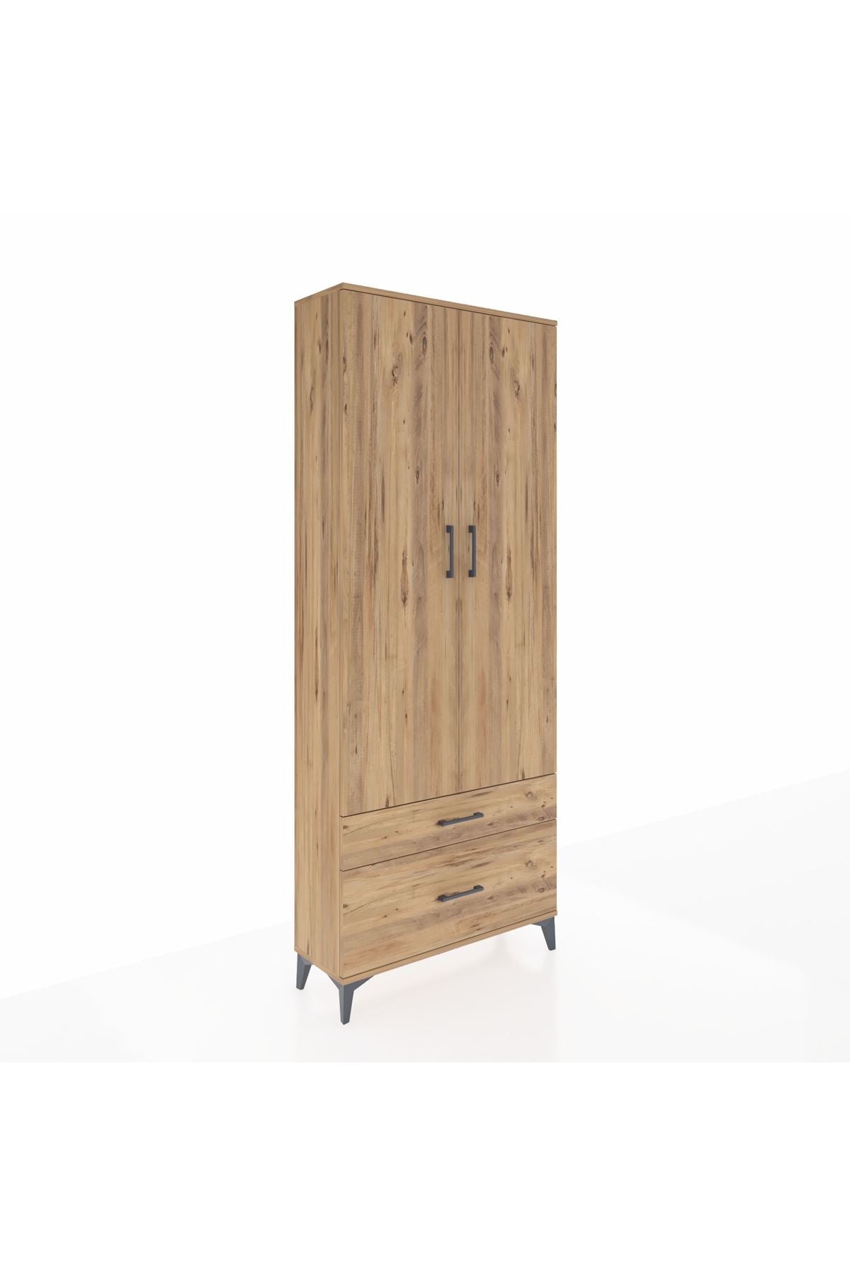 Arges Dolap 2 Raflı 2 Çekmeceli Tek Askılı 88x30x221 - S30M022V9A