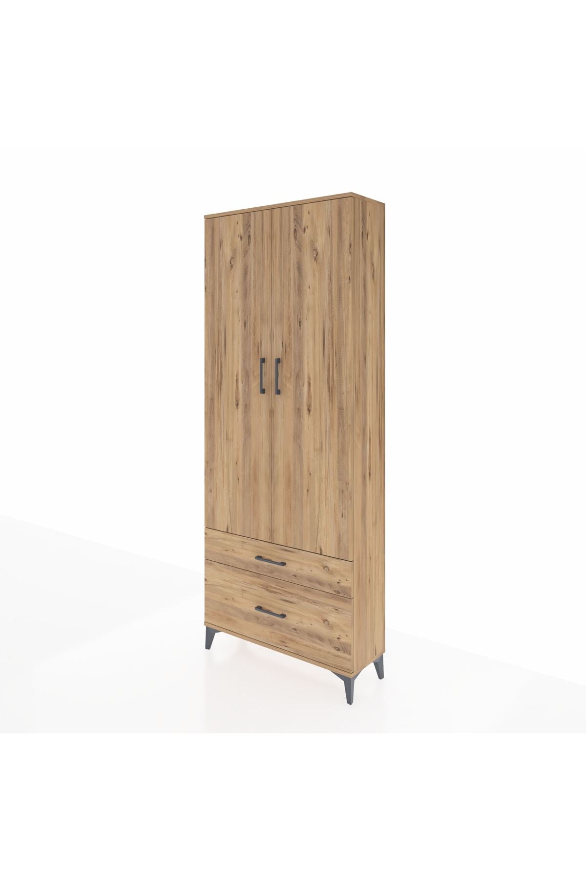 Arges Dolap 2 Raflı 2 Çekmeceli Tek Askılı 88x30x221 - S30M022V9A