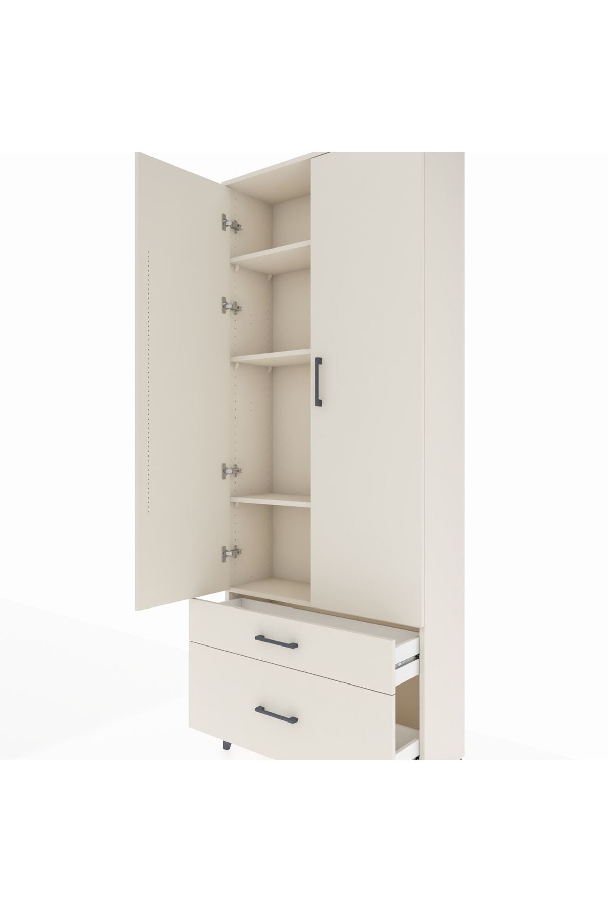 Arges Dolap 4 Raflı 2 Çekmeceli 2 Kapaklı 88x30x221 - S30M023V1A