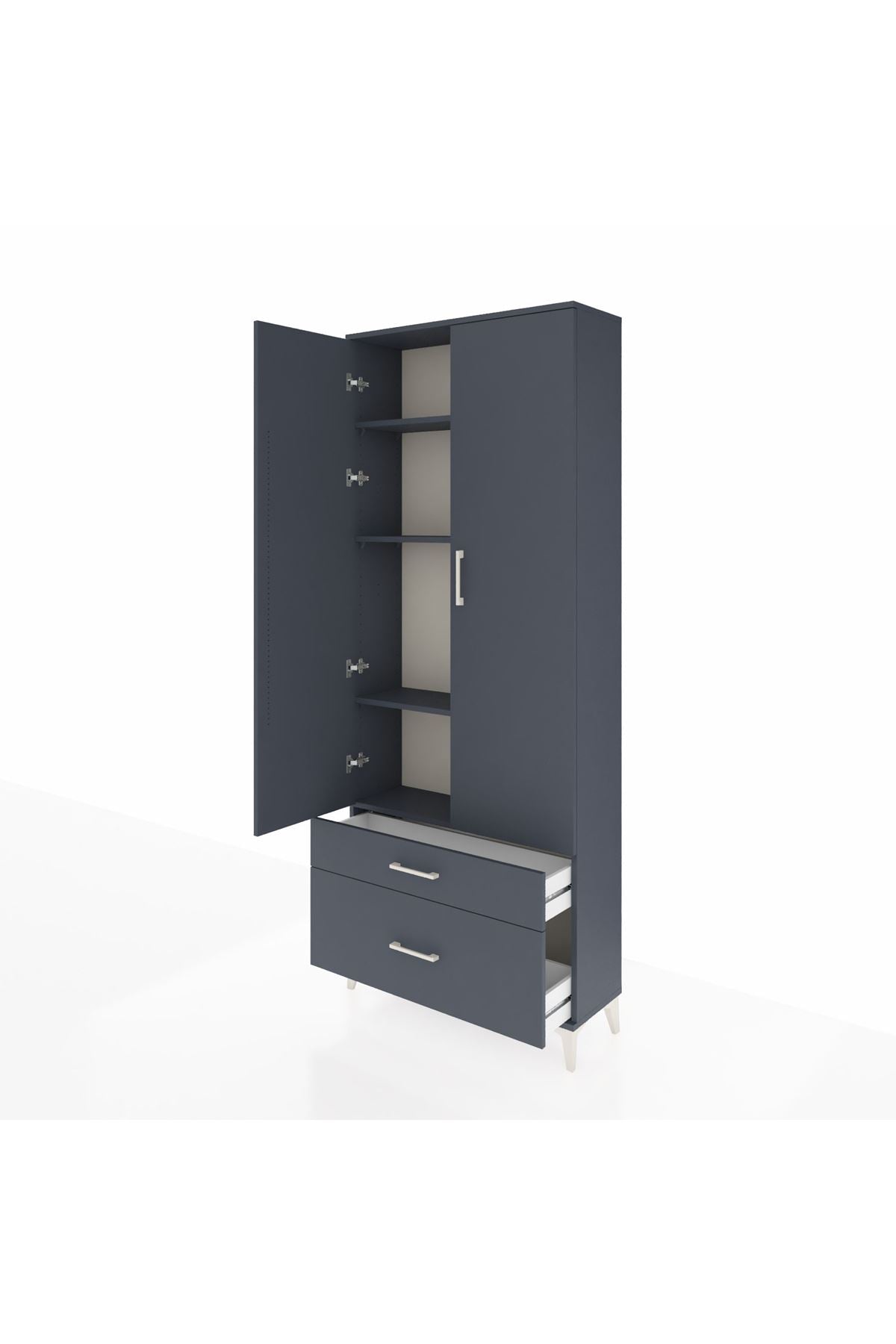Arges Dolap 4 Raflı 2 Çekmeceli 2 Kapaklı 88x30x221 - S30M023V5A