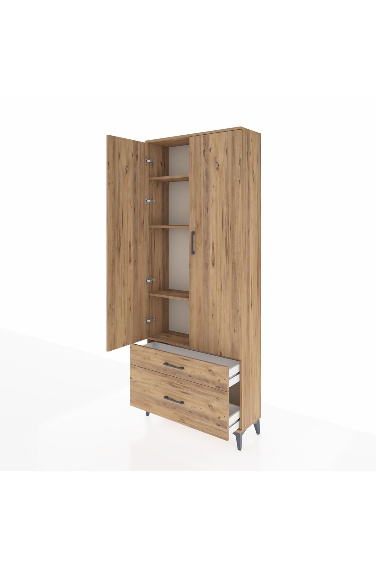 Arges Dolap 4 Raflı 2 Çekmeceli 2 Kapaklı 88x30x221 - S30M023V9A