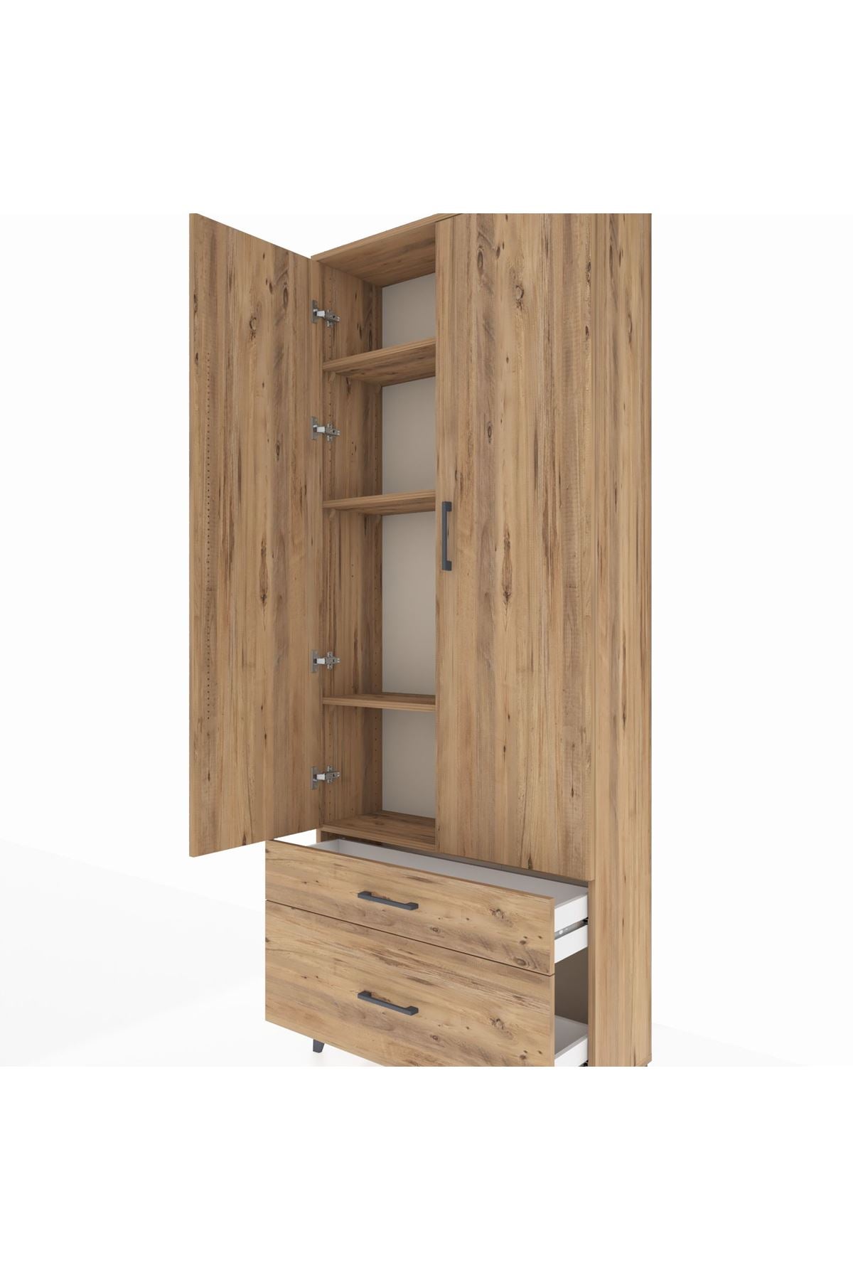 Arges Dolap 4 Raflı 2 Çekmeceli 2 Kapaklı 88x30x221 - S30M023V9A