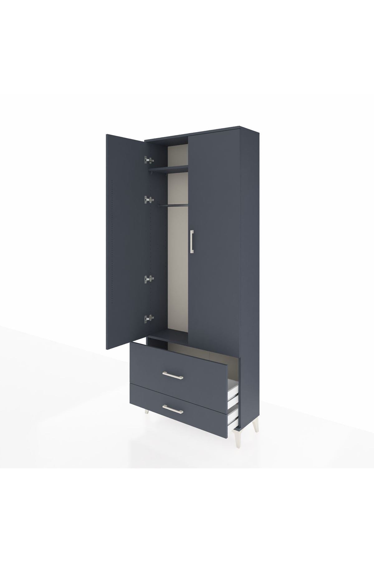 Arges Dolap 2 Raflı 2 Çekmeceli Tek Askılı 88x30x221 - S30M025V5A