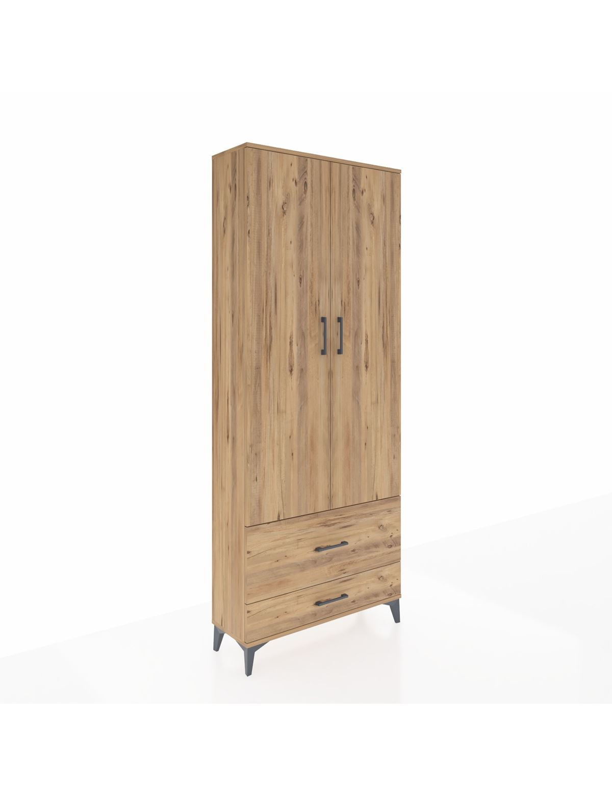 Arges Dolap 2 Raflı 2 Çekmeceli Tek Askılı 88x30x221 - S30M025V9A