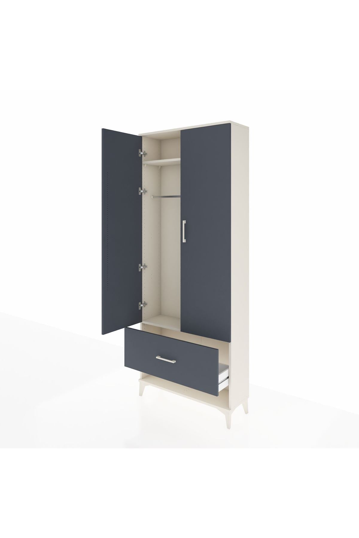 Arges Dolap 2 Raflı Tek Çekmeceli Tek Askılı 88x30x221 - S30M028V2A