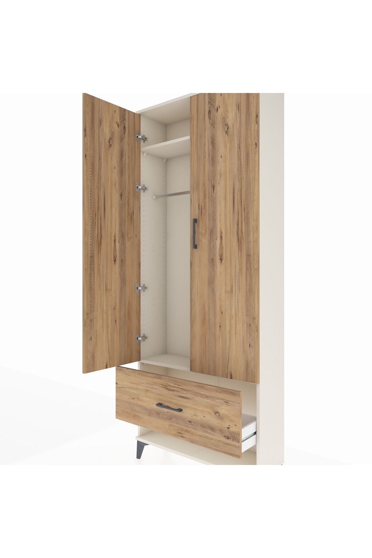 Arges Dolap 2 Raflı Tek Çekmeceli Tek Askılı 88x30x221 - S30M028V3A