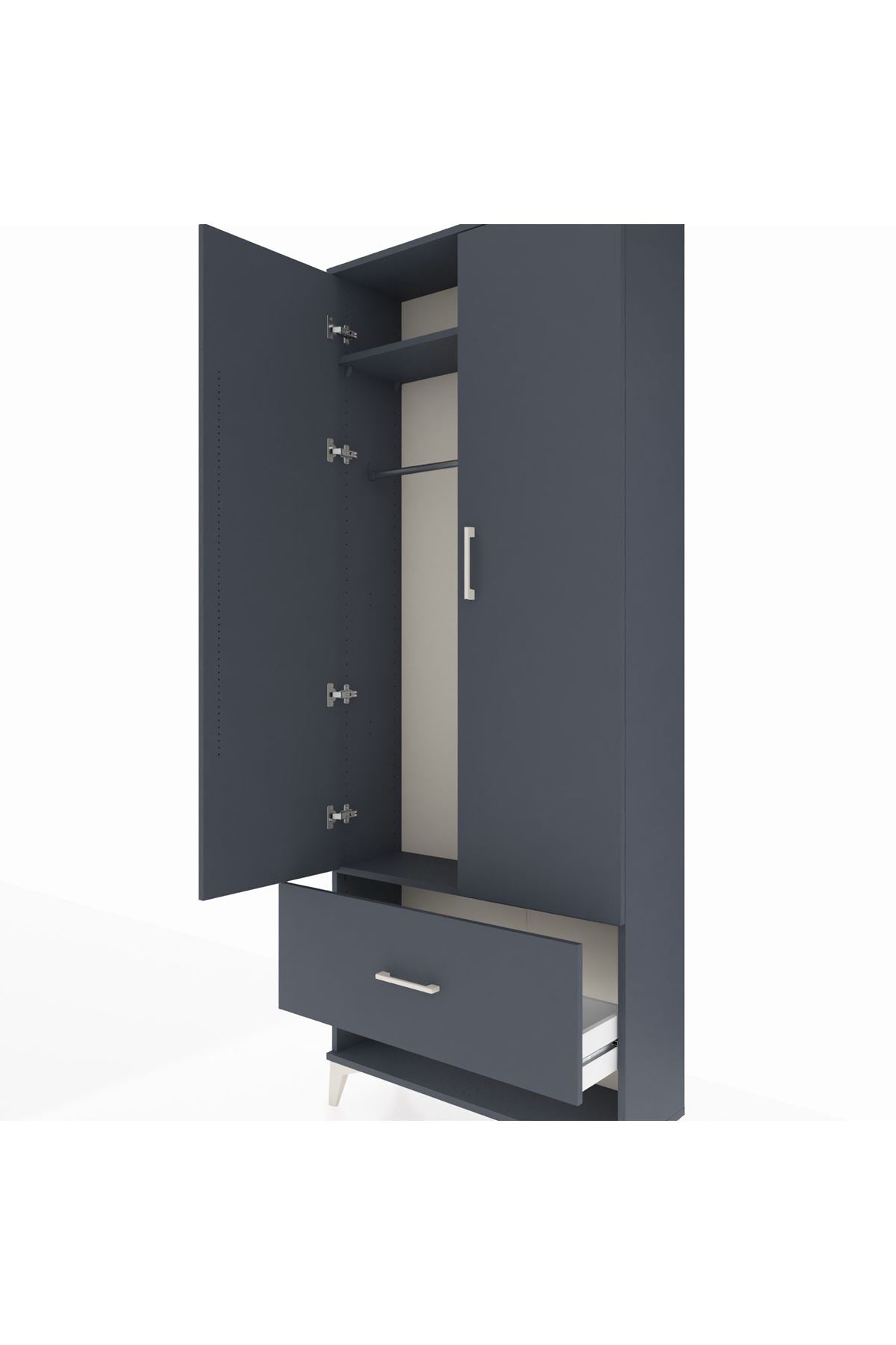 Arges Dolap 2 Raflı Tek Çekmeceli Tek Askılı 88x30x221 - S30M028V5A