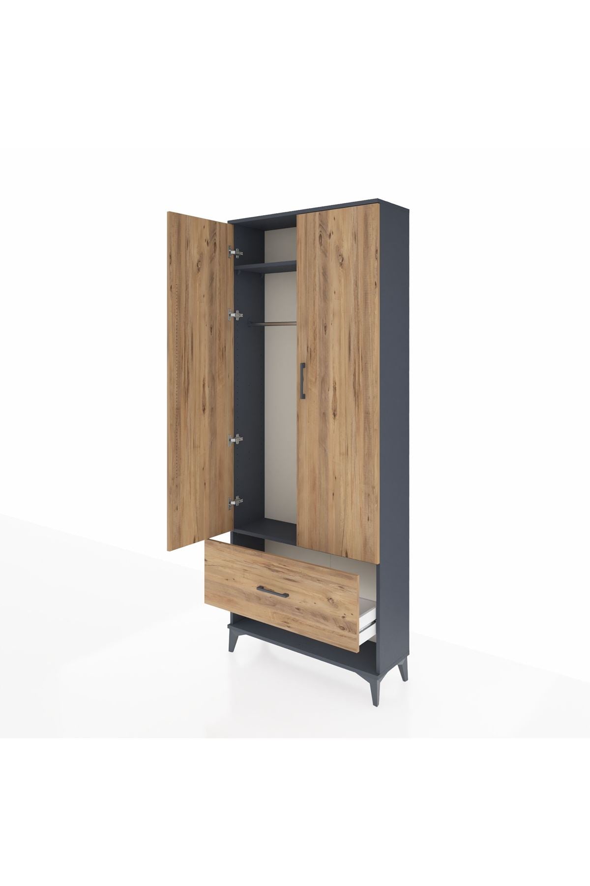 Arges Dolap 2 Raflı Tek Çekmeceli Tek Askılı 88x30x221 - S30M028V6A