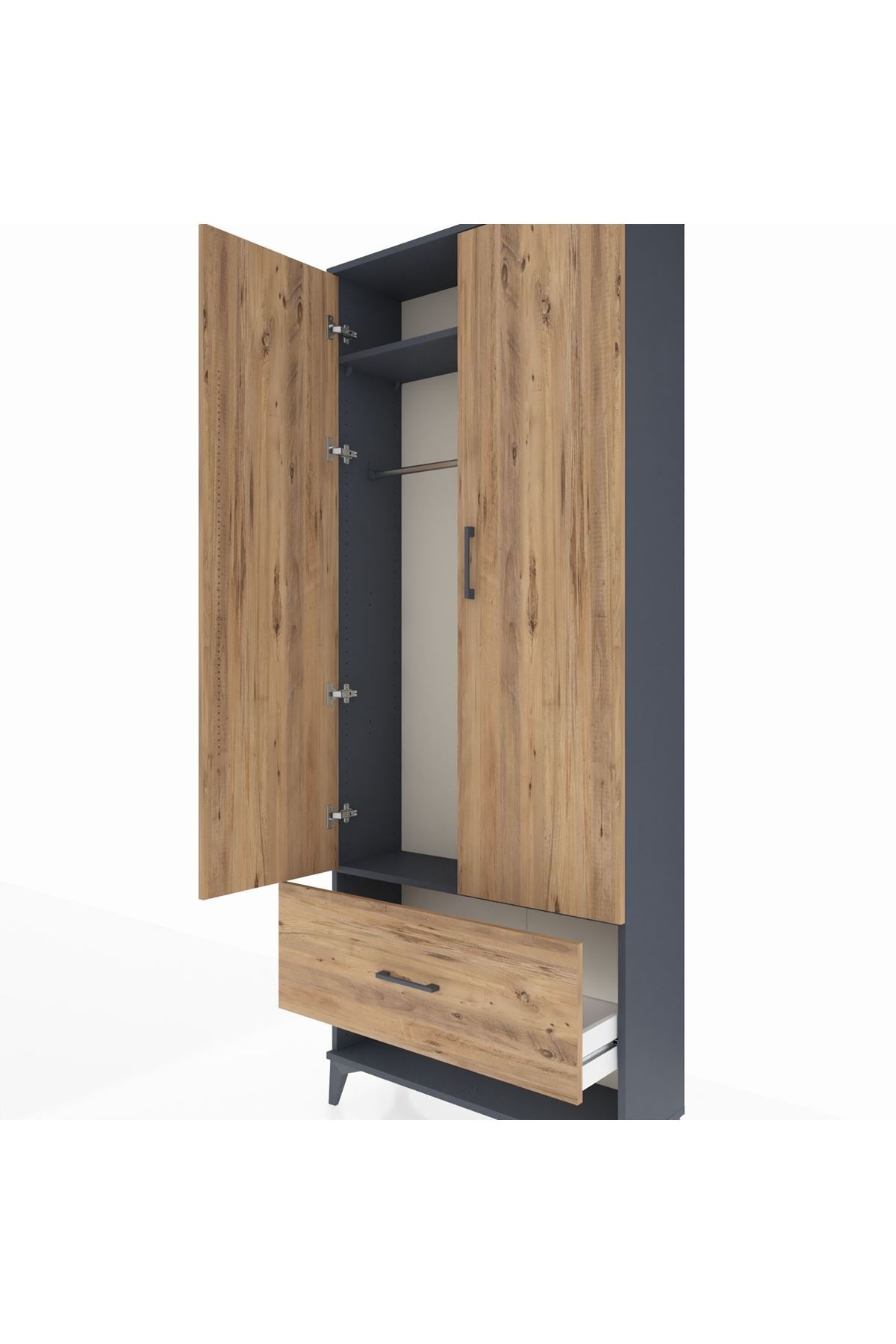 Arges Dolap 2 Raflı Tek Çekmeceli Tek Askılı 88x30x221 - S30M028V6A