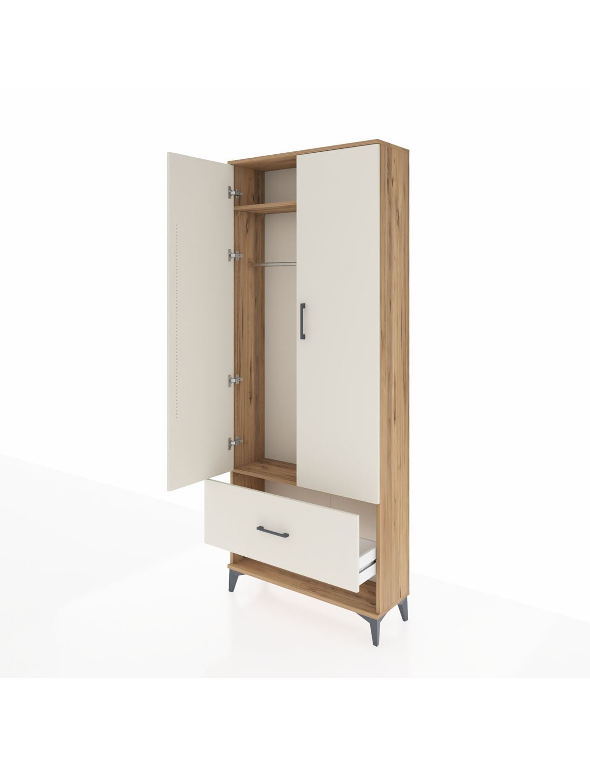 Arges Dolap 2 Raflı Tek Çekmeceli Tek Askılı 88x30x221 - S30M028V7A