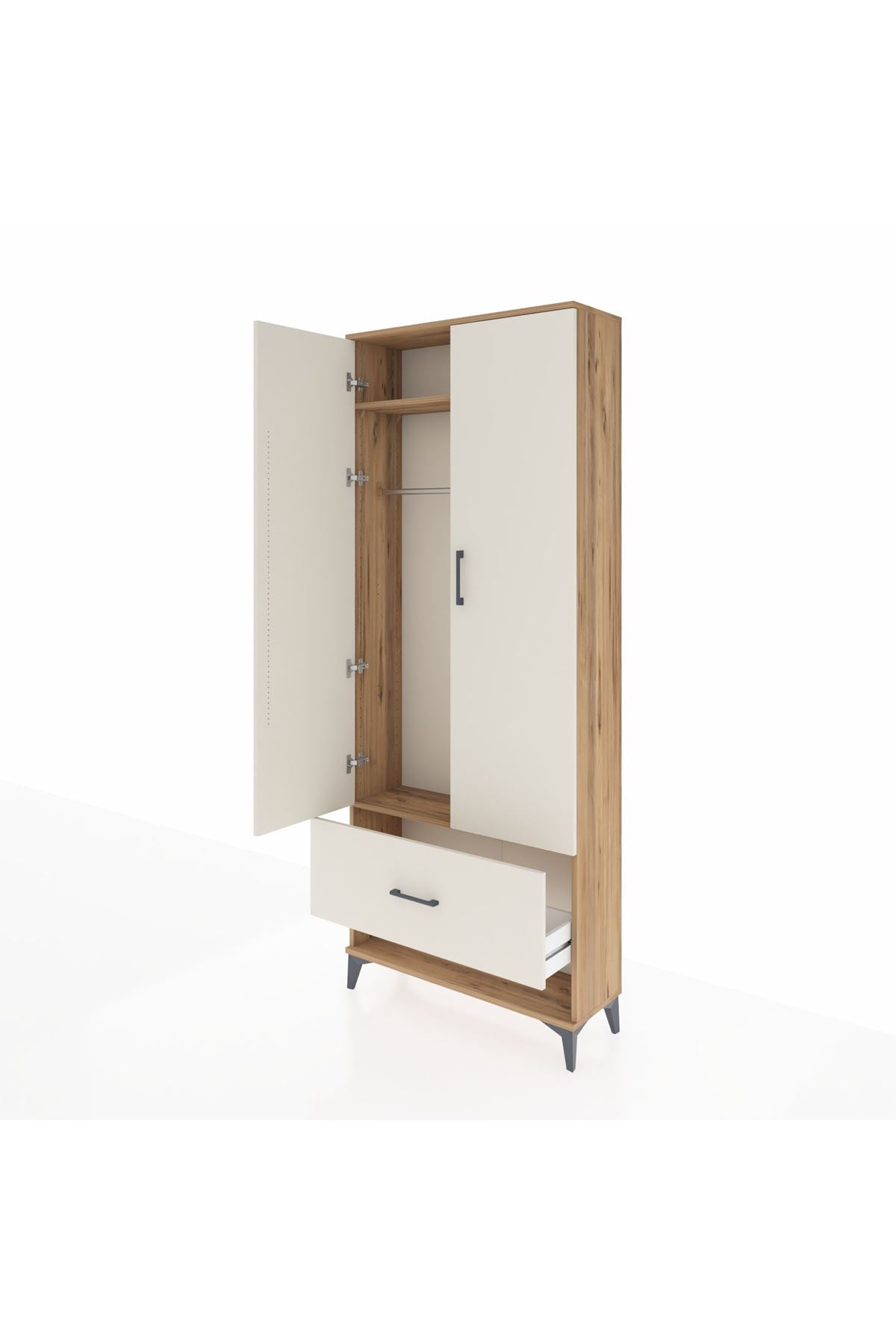 Arges Dolap 2 Raflı Tek Çekmeceli Tek Askılı 88x30x221 - S30M028V7A