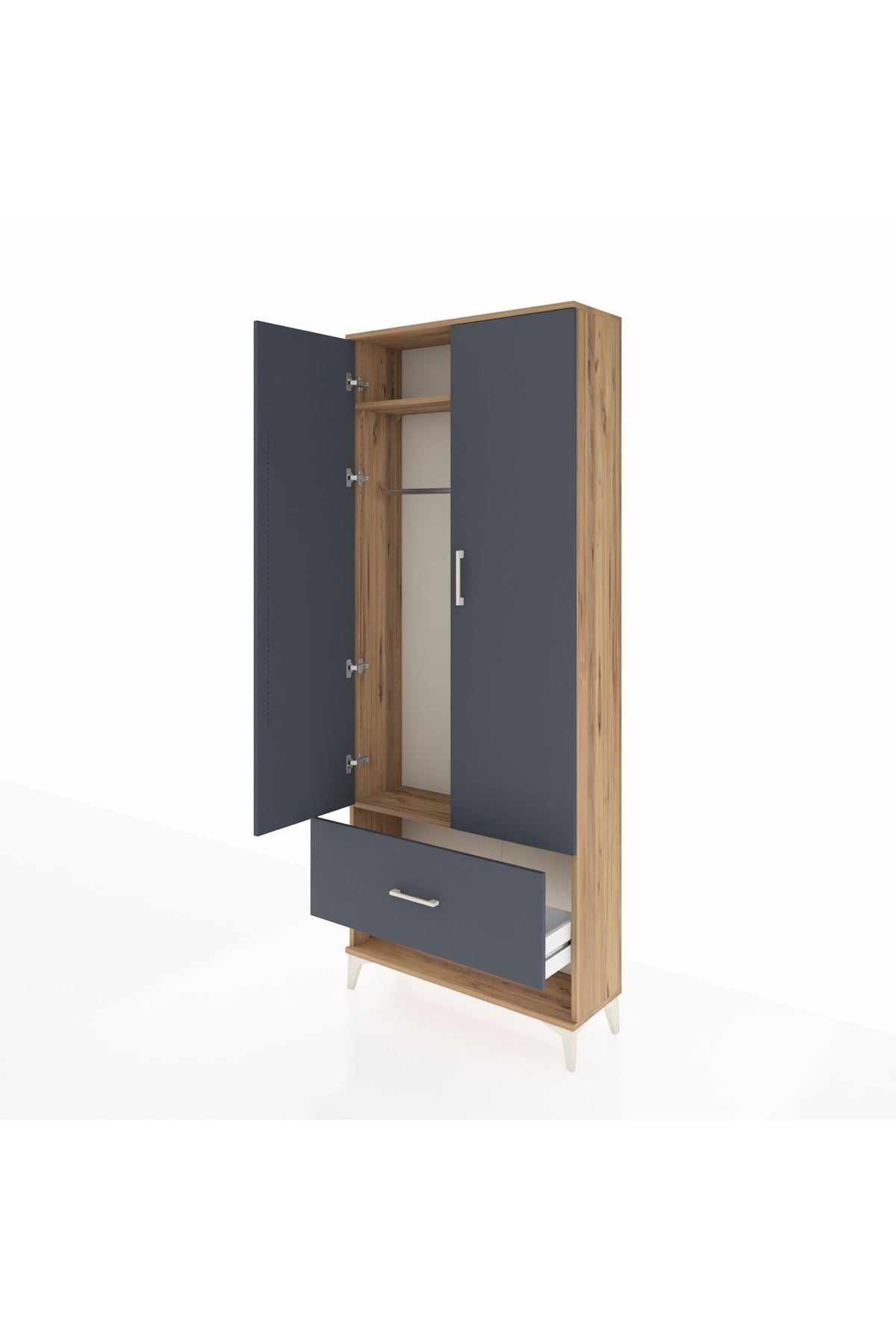 Arges Dolap 2 Raflı Tek Çekmeceli Tek Askılı 88x30x221 - S30M028V8A