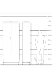 Arges Dolap 2 Raflı Tek Çekmeceli Tek Askılı 88x30x221 - S30M028V8A