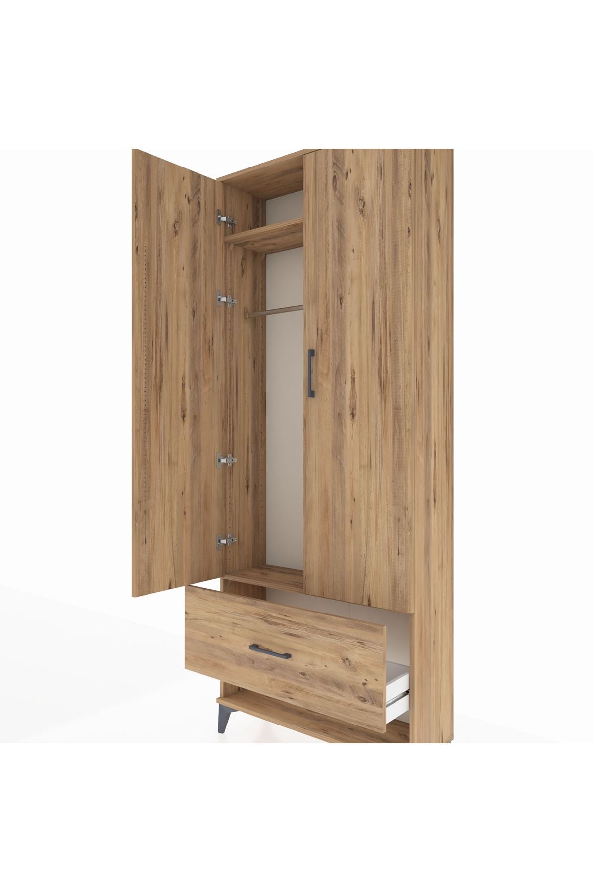 Arges Dolap 2 Raflı Tek Çekmeceli Tek Askılı 88x30x221 - S30M028V9A