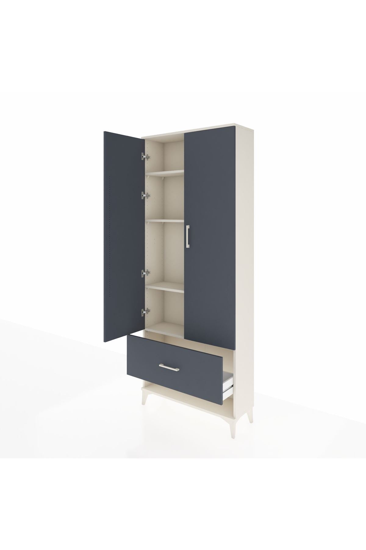 Arges Dolap 4 Raflı Tek Çekmeceli 2 Kapaklı 88x30x221 - S30M029V2A