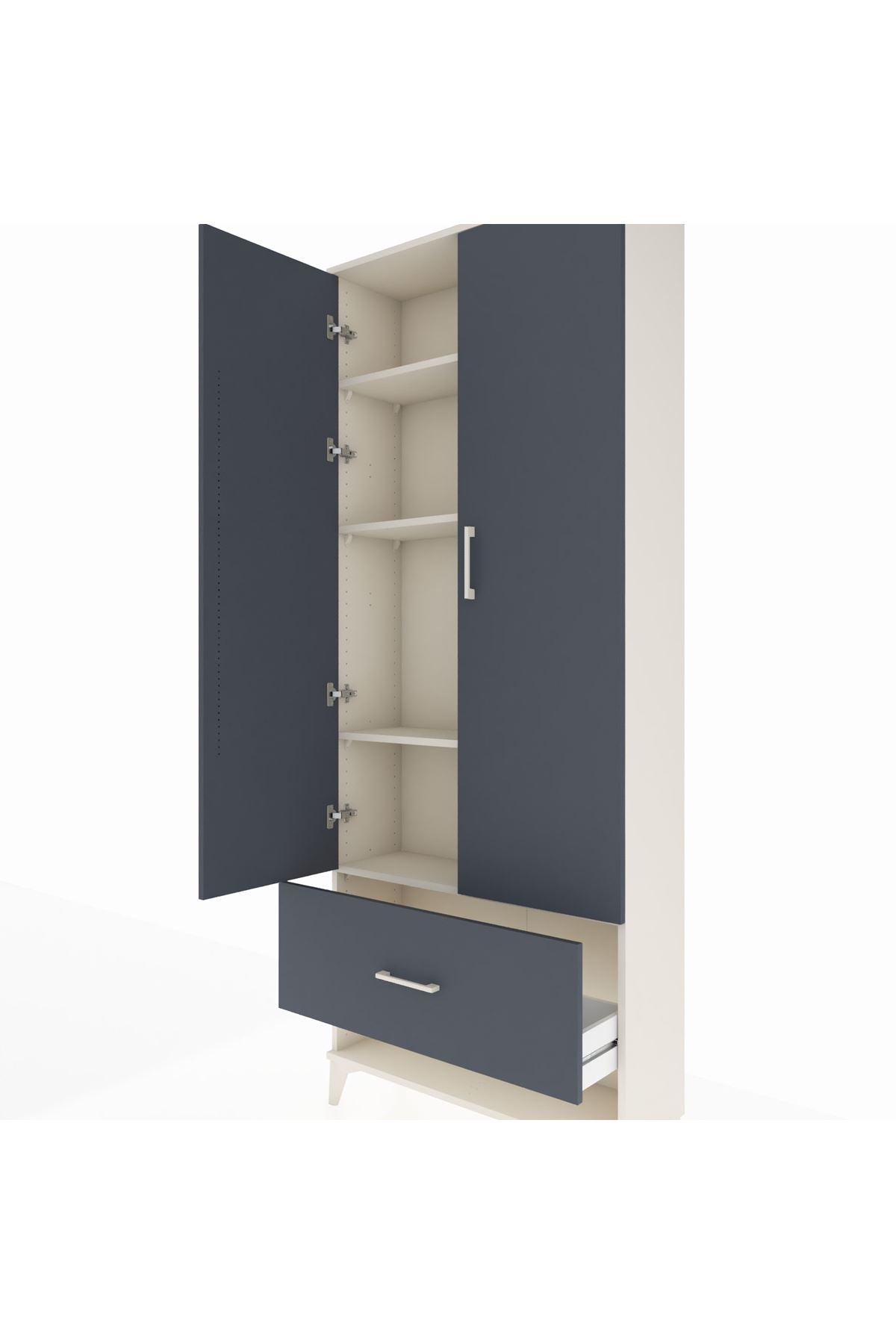 Arges Dolap 4 Raflı Tek Çekmeceli 2 Kapaklı 88x30x221 - S30M029V2A