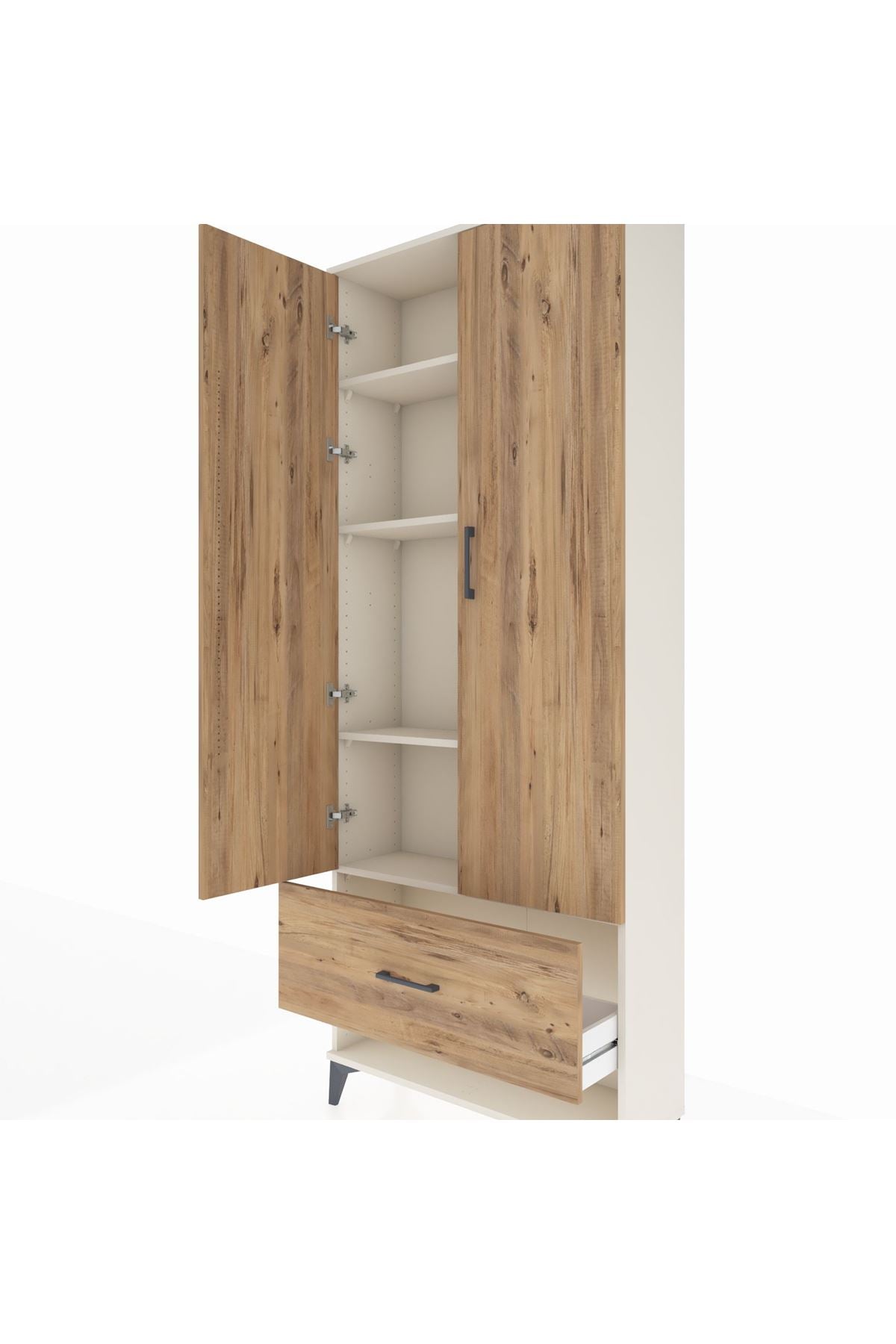 Arges Dolap 4 Raflı Tek Çekmeceli 2 Kapaklı 88x30x221 - S30M029V3A