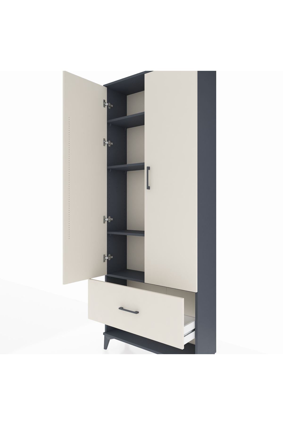 Arges Dolap 4 Raflı Tek Çekmeceli 2 Kapaklı 88x30x221 - S30M029V4A