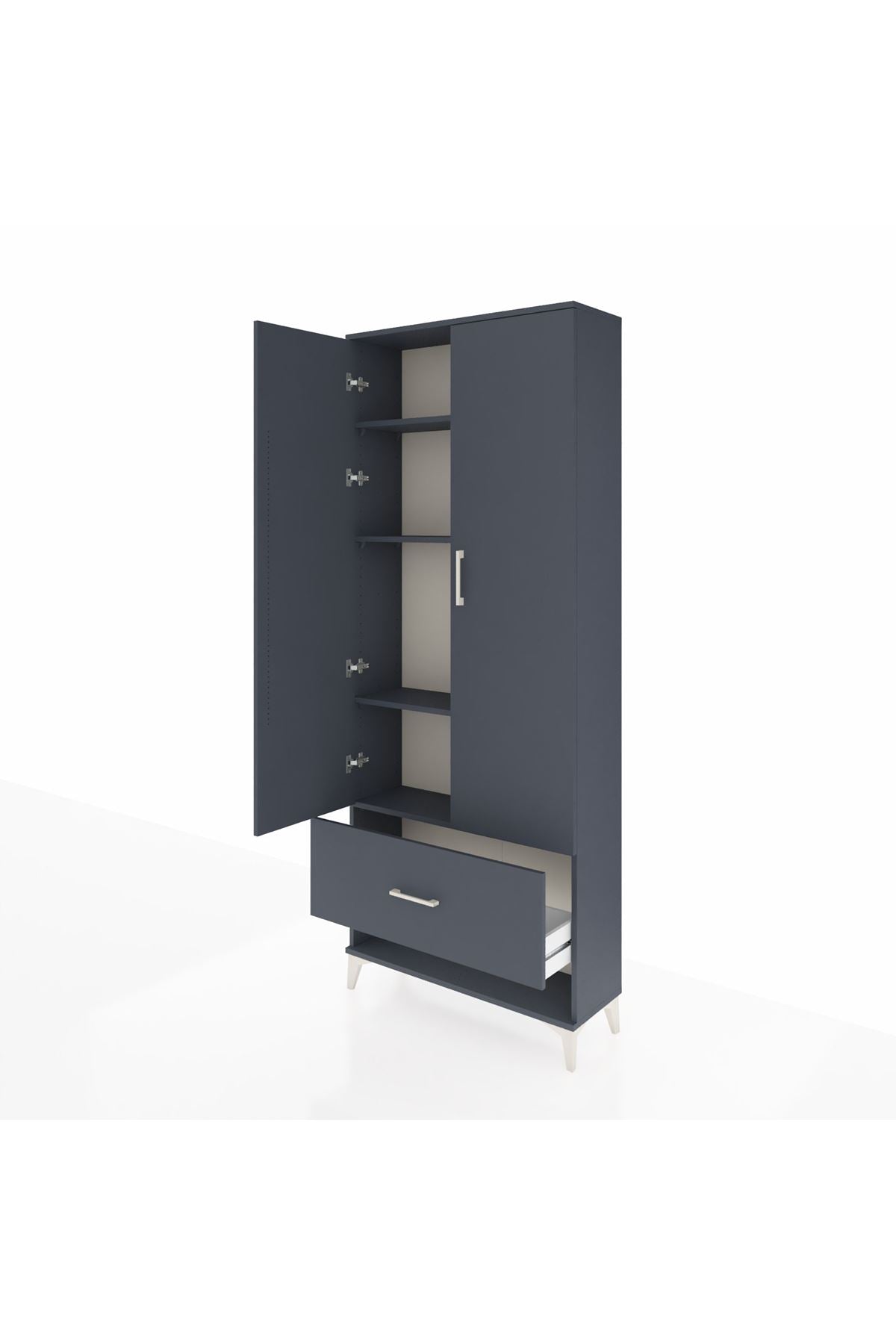 Arges Dolap 4 Raflı Tek Çekmeceli 2 Kapaklı 88x30x221 - S30M029V5A
