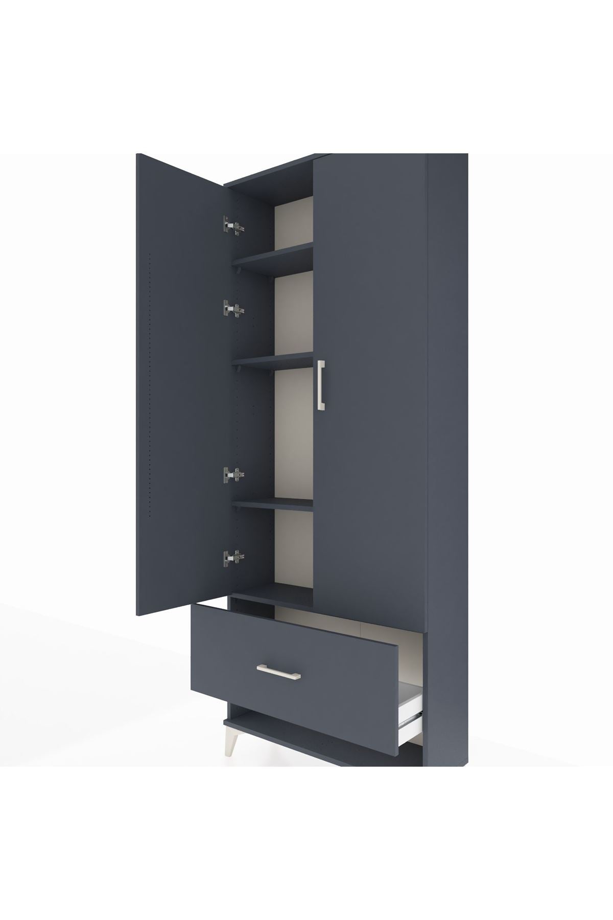 Arges Dolap 4 Raflı Tek Çekmeceli 2 Kapaklı 88x30x221 - S30M029V5A