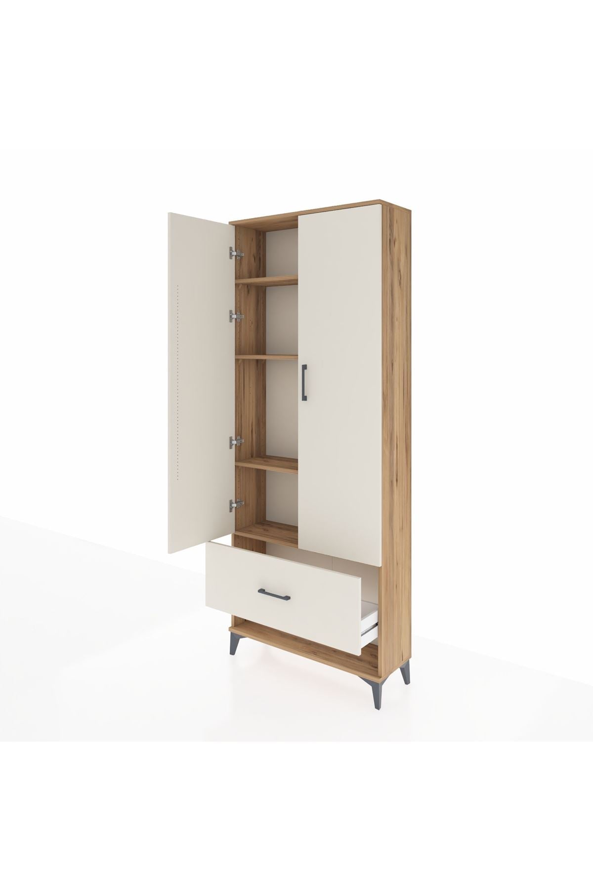 Arges Dolap 4 Raflı Tek Çekmeceli 2 Kapaklı 88x30x221 - S30M029V7A