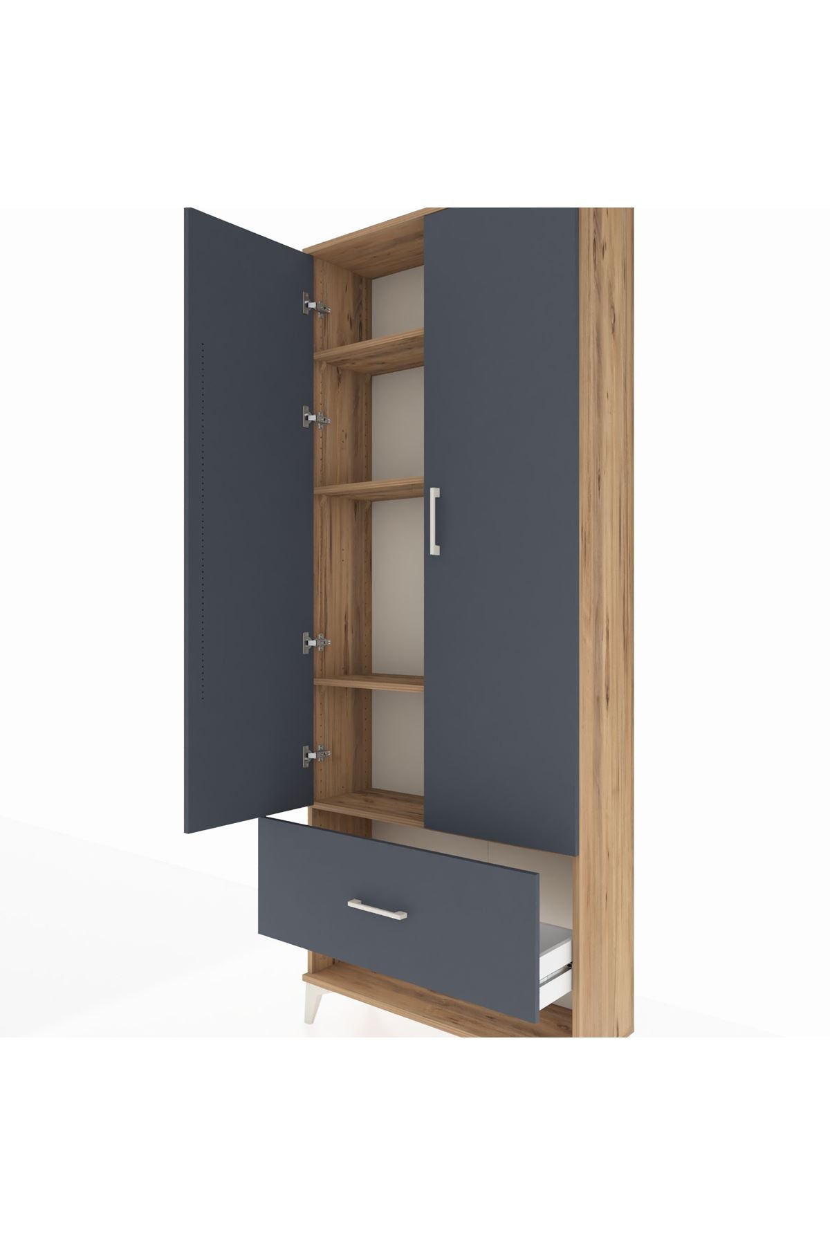 Arges Dolap 4 Raflı Tek Çekmeceli 2 Kapaklı 88x30x221 - S30M029V8A