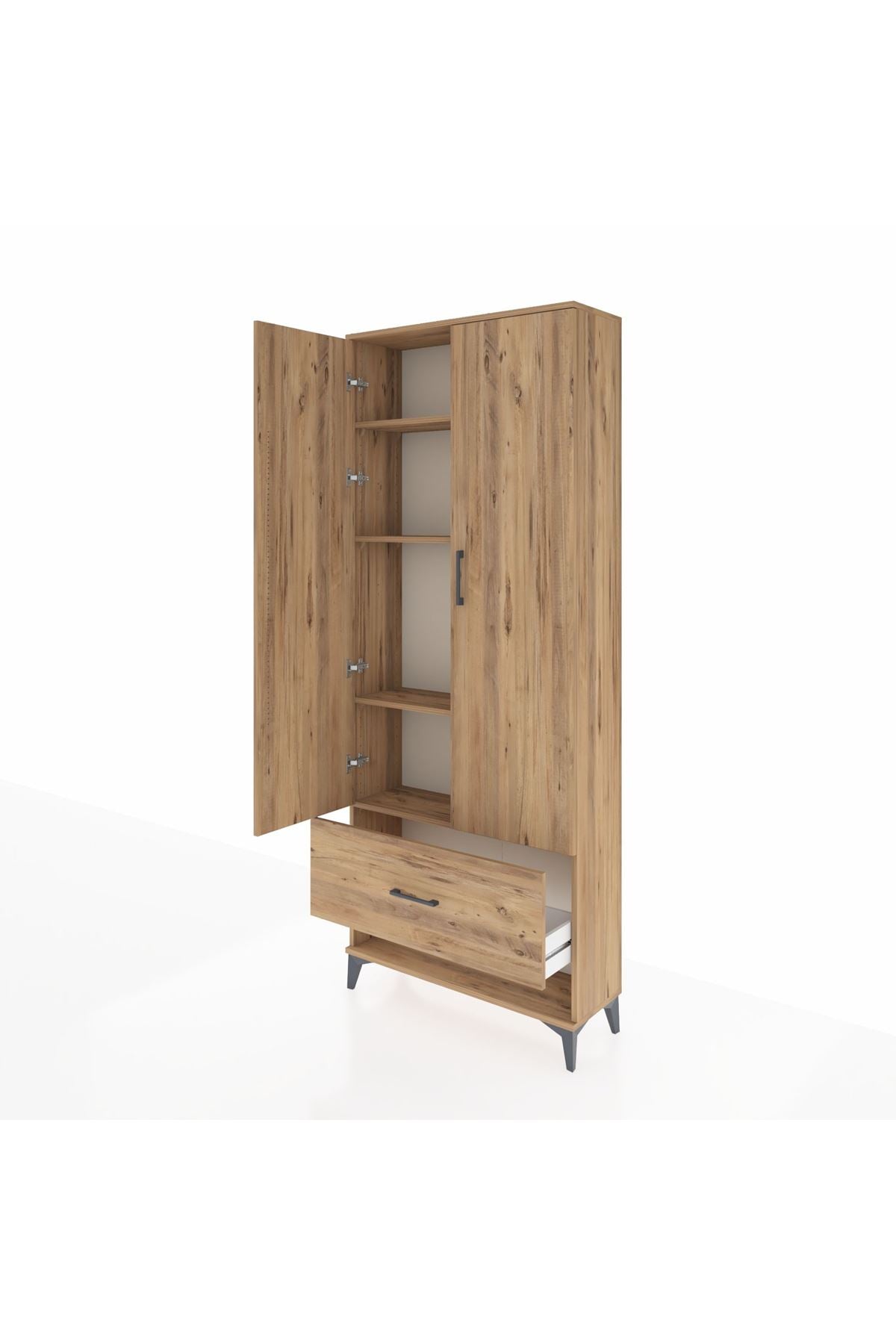 Arges Dolap 4 Raflı Tek Çekmeceli 2 Kapaklı 88x30x221 - S30M029V9A