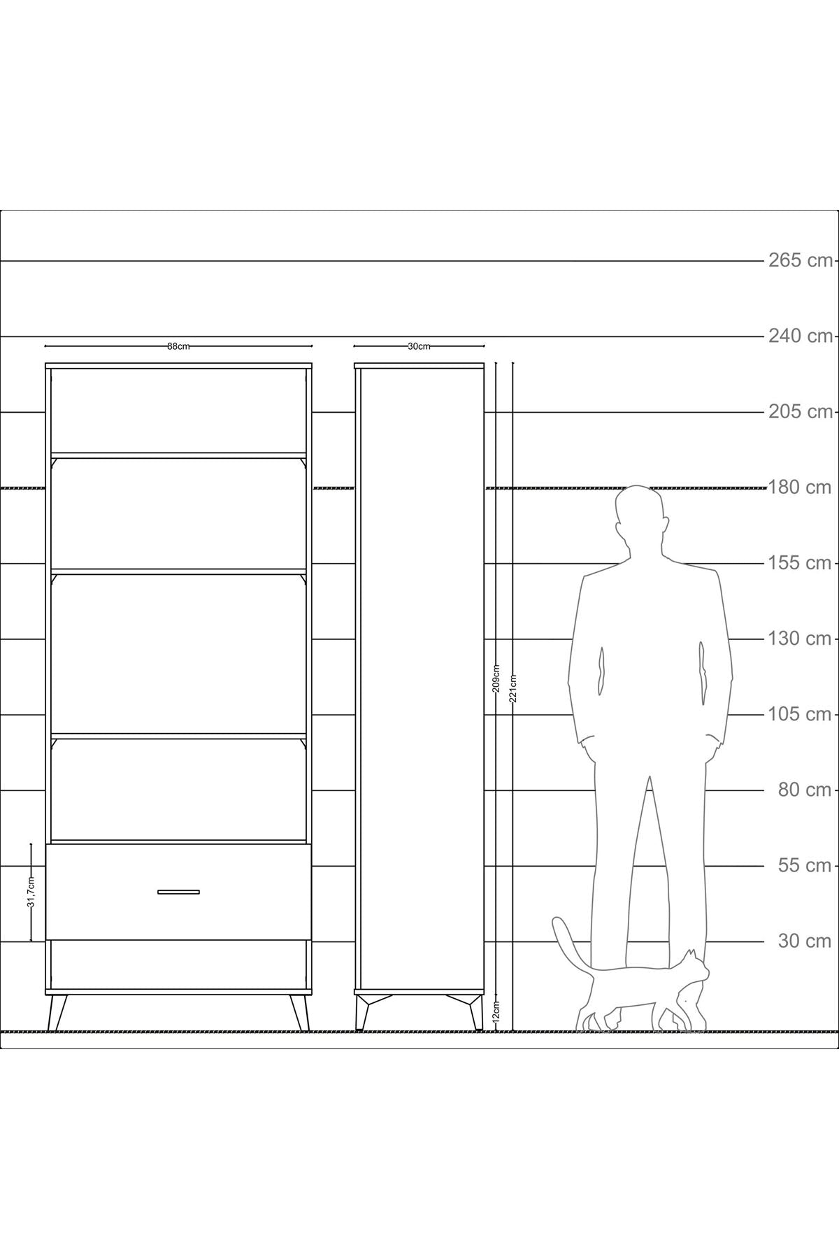 Arges Dolap 4 Raflı Tek Çekmeceli 88x30x221 - S30M030V7A